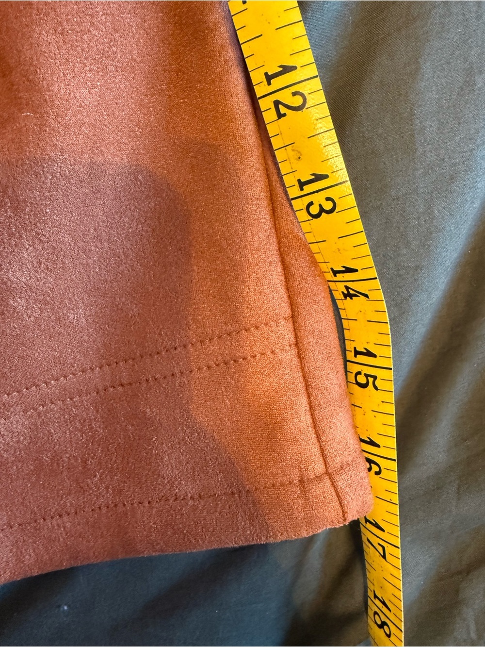 Orange Button-Front Suede Mini Skirt - Picture 5 of 7